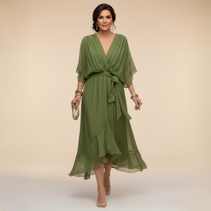 Iselle | Monica – V-Neck Flowing Dress