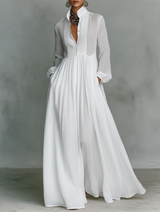 Fizza Flowing Button-Front Maxi Dress