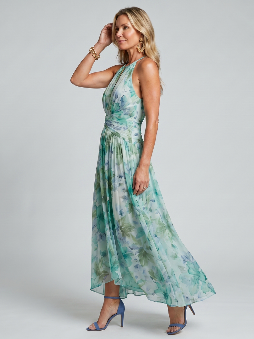 Iselle | Portia Pleated Halter Midi Dress