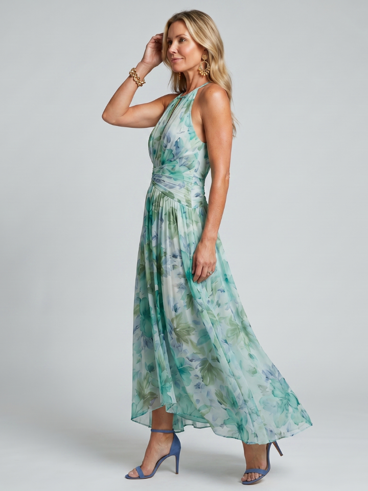 Iselle | Portia Pleated Halter Midi Dress