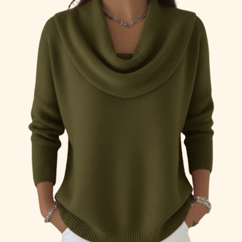 Angela | Elegant Draped Collar Sweater