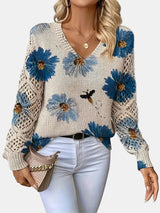 Amira™ | Floral Knit V-Neck Sweater