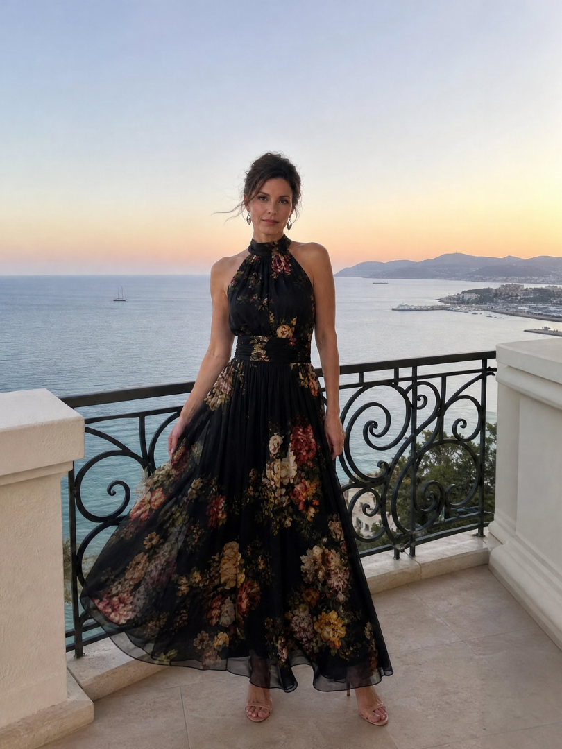 Iselle | Fior Floral Halter Neck Midi Dress