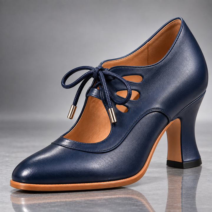 Evelina Vintage Lace-Up Heels