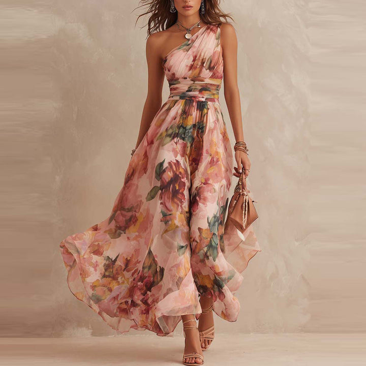 Iselle | Aurora One-Shoulder Floral Dress