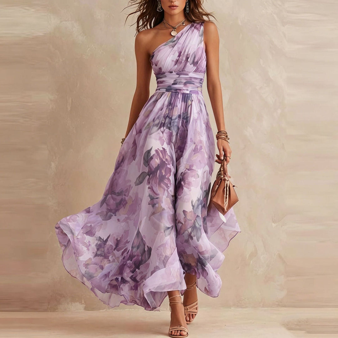 Iselle | Aurora One-Shoulder Floral Dress
