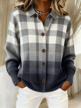 Marguerite™ | Ombre Plaid Button Cardigan
