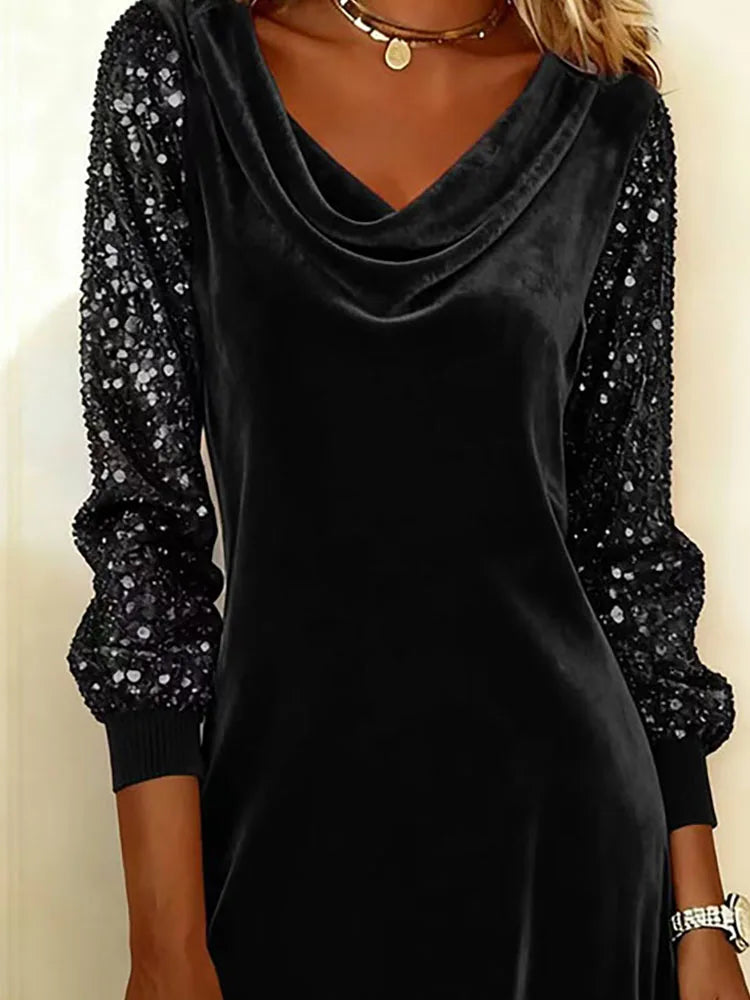 FROSINA™ | Velvet Sparkle Sleeve Dress