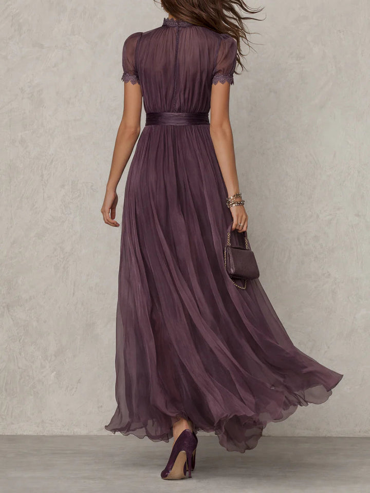Iselle | Babette Elegant Purple Chiffon Keyhole Maxi Dress