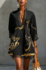 Pirella Golden Marble Print Tunic Dress
