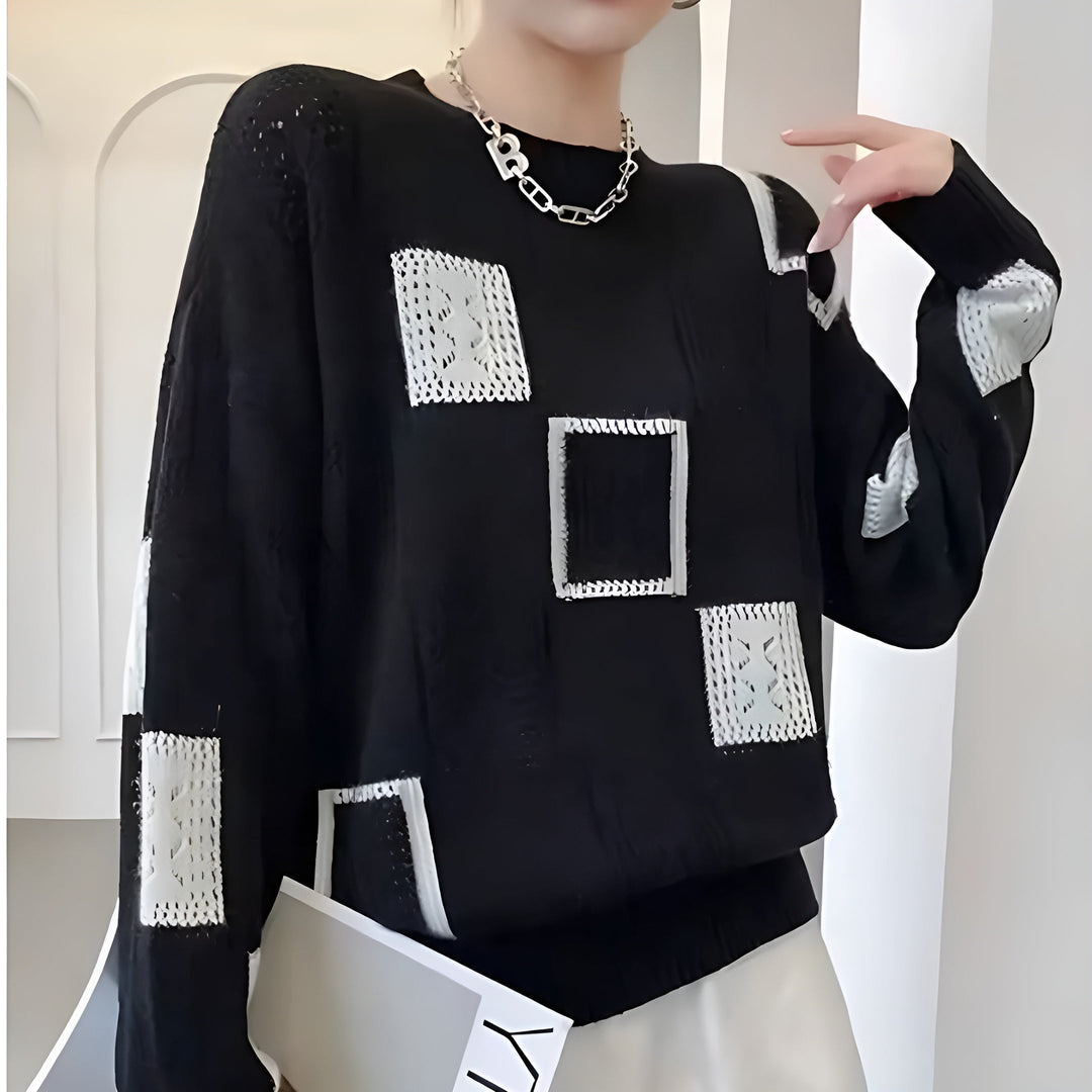 Avery | Geometric Patch Knit Sweater