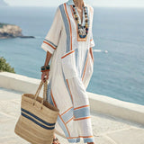 Solange Caftan Dress – Blue & Amber
