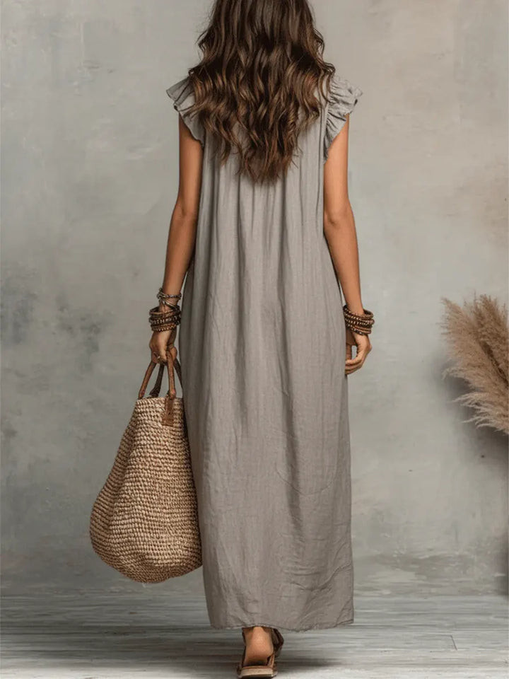 Camélia - Linen &amp; Cotton Bohemian Maxi Dress