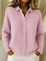 Amelia | Women's Collared Button-Down Textured Knit Sweater Cardigan